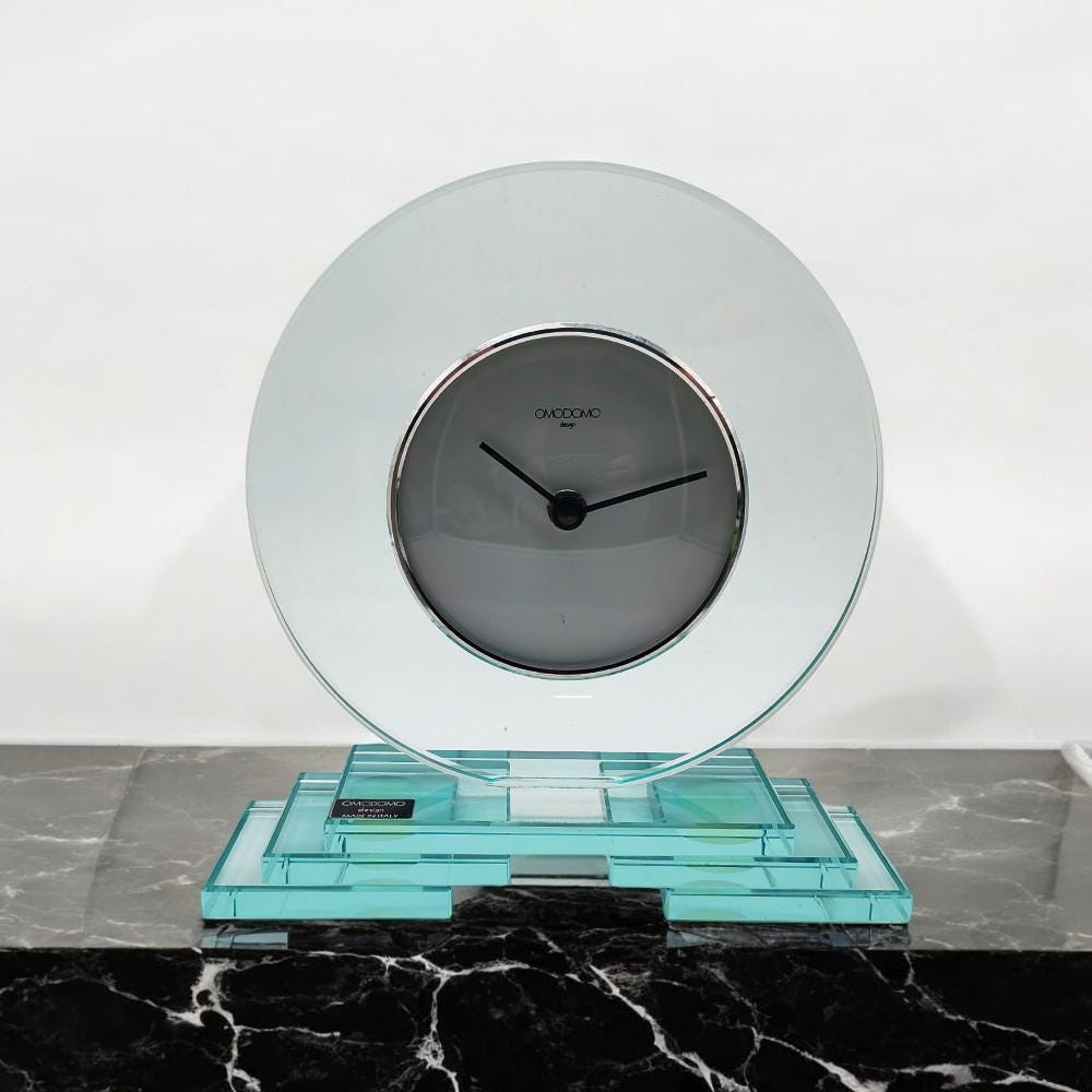 Vintage Crystal Table Clock by Omodomo - 1970s