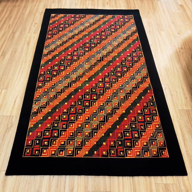 1980S Geometric Rug "Diagonal"  by Missoni for T&J Vestor in Pure Wool.