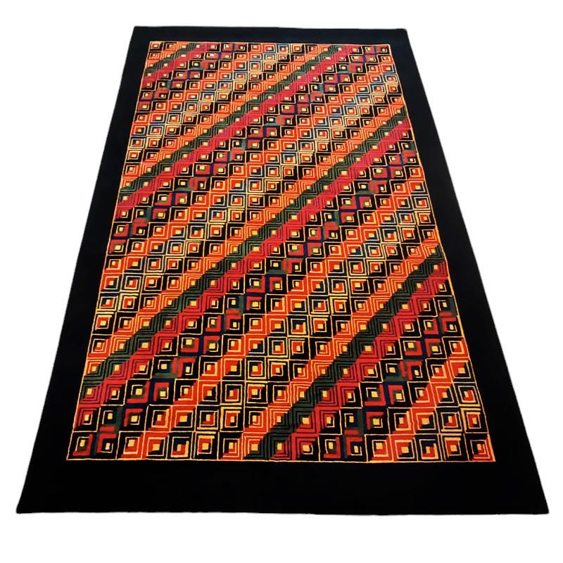 1980S Geometric Rug "Diagonal"  by Missoni for T&J Vestor in Pure Wool.