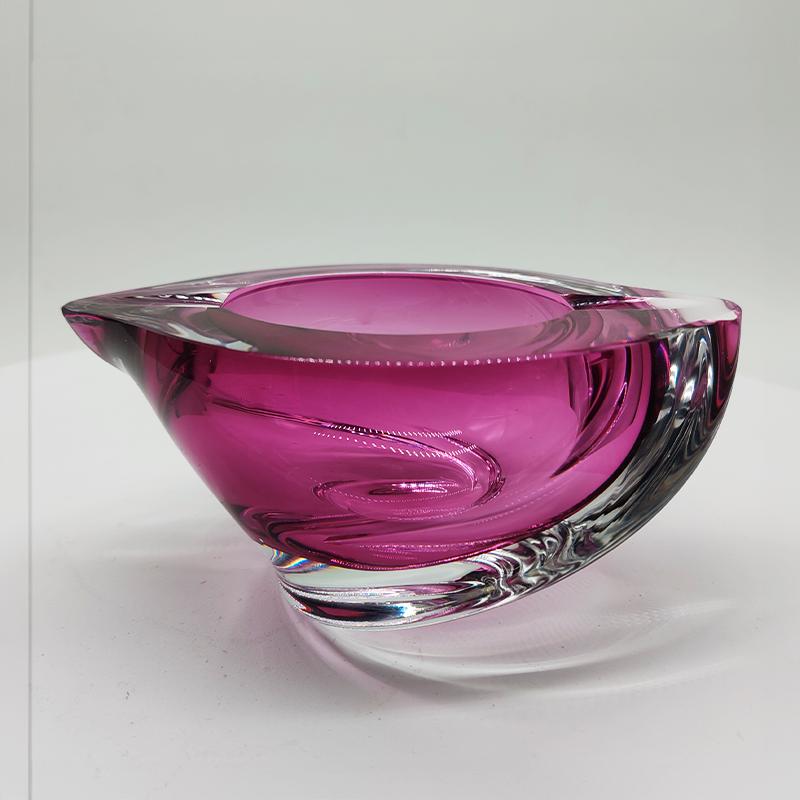 1960S Big Ashtray or Catch-all in Lead Crystal by Val Saint Lambert. Made in Belgium.