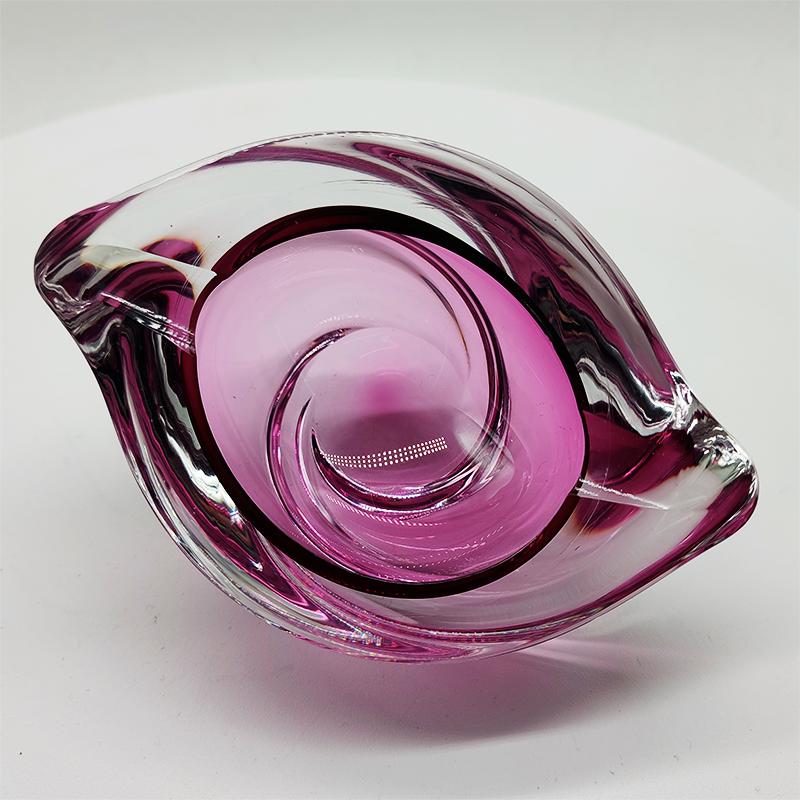 1960S Big Ashtray or Catch-all in Lead Crystal by Val Saint Lambert. Made in Belgium.