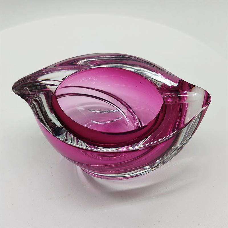 1960S Big Ashtray or Catch-all in Lead Crystal by Val Saint Lambert. Made in Belgium.