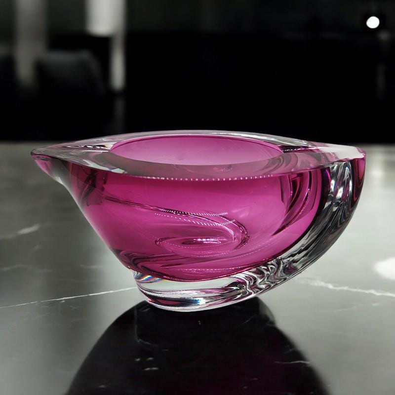 1960S Big Ashtray or Catch-all in Lead Crystal by Val Saint Lambert. Made in Belgium.