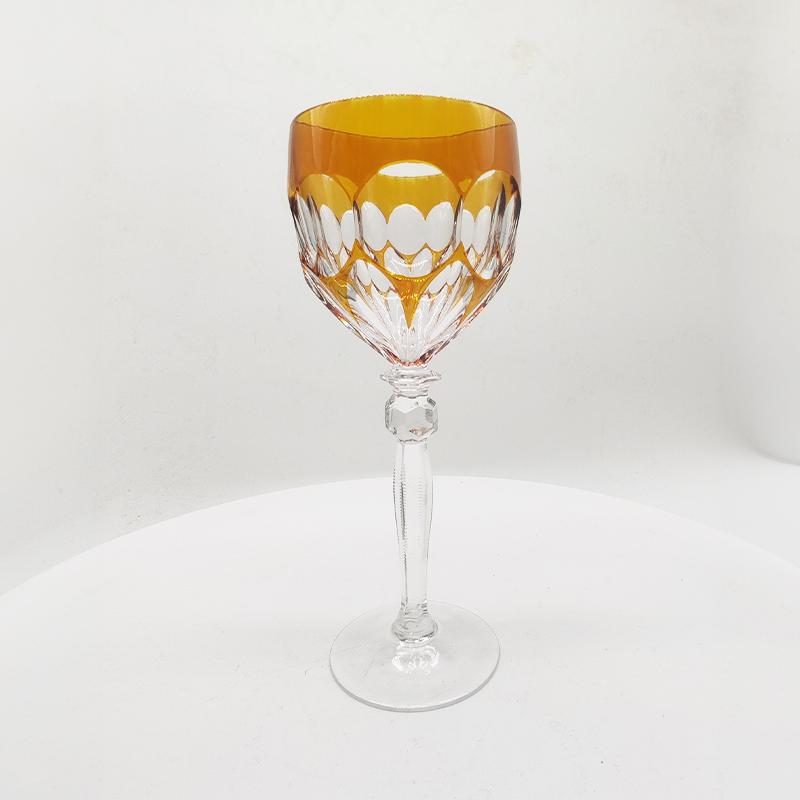 1970s Set of 6 wine Glasses in Lead Crystal by Hofbauer Crystal - Baviera. Made in Germany.