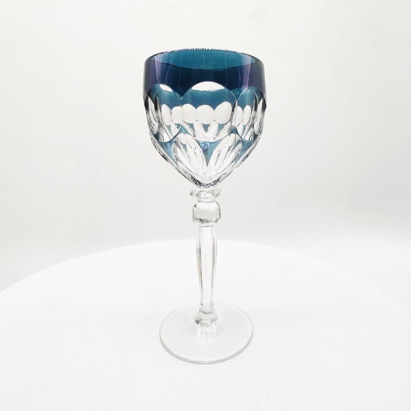 1970s Set of 6 wine Glasses in Lead Crystal by Hofbauer Crystal - Baviera. Made in Germany.