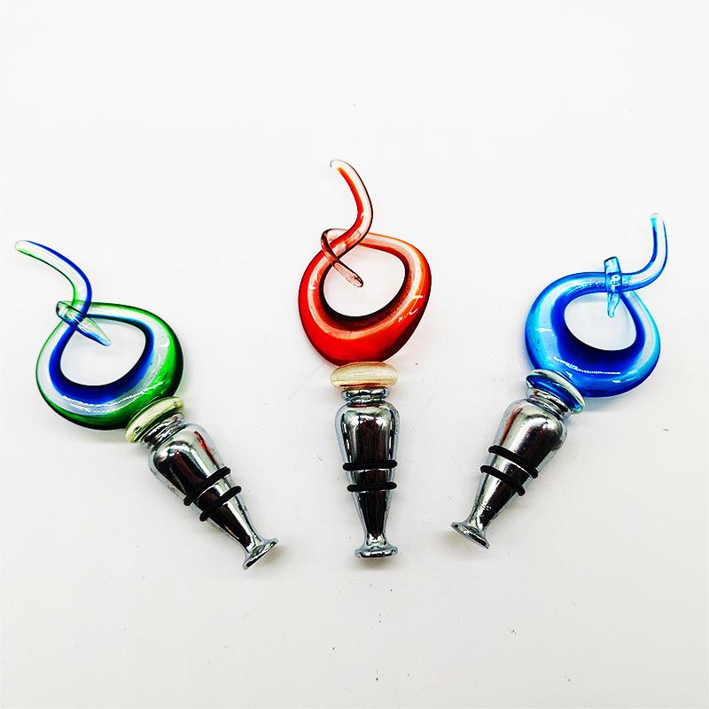 1980s Set of 3 Bottle Stoppers handcrafted by Murano Glass Masters - Murano Glass.