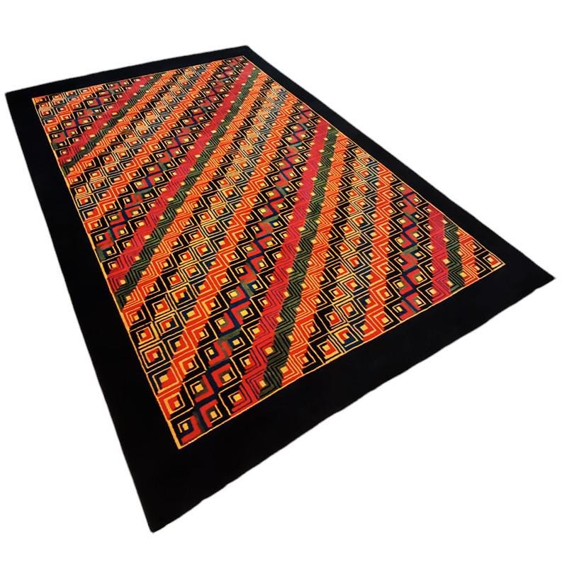 1980S Geometric Rug "Diagonal"  by Missoni for T&J Vestor in Pure Wool.
