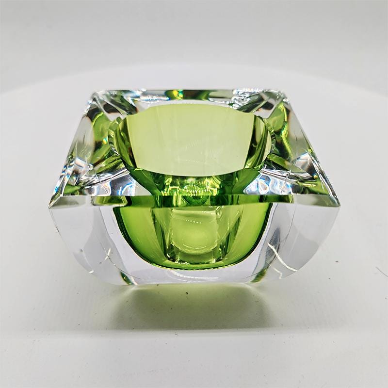 1960S Square Ashtray or Catch-all in Murano Glass. Made in Italy.