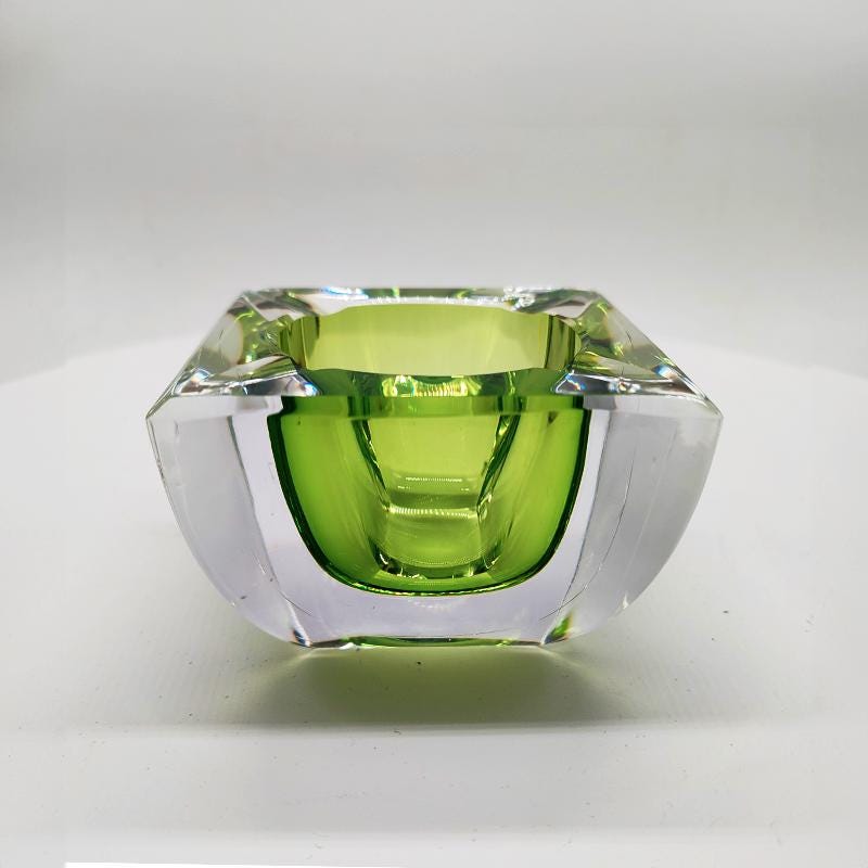 1960S Square Ashtray or Catch-all in Murano Glass. Made in Italy.