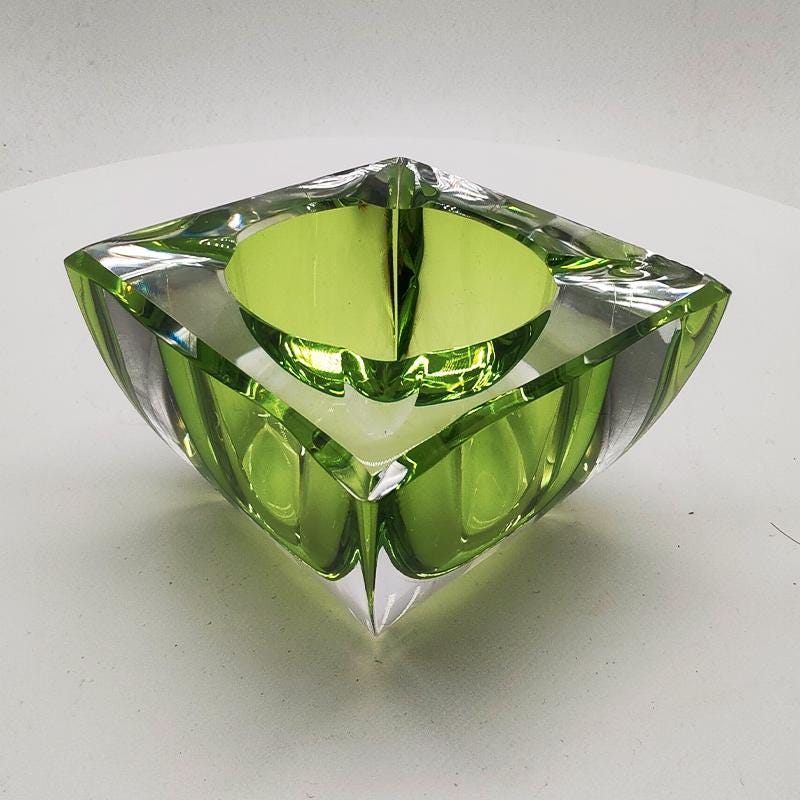 1960S Square Ashtray or Catch-all in Murano Glass. Made in Italy.