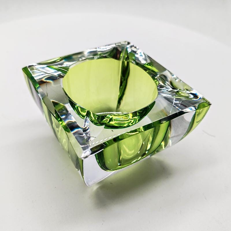 1960S Square Ashtray or Catch-all in Murano Glass. Made in Italy.