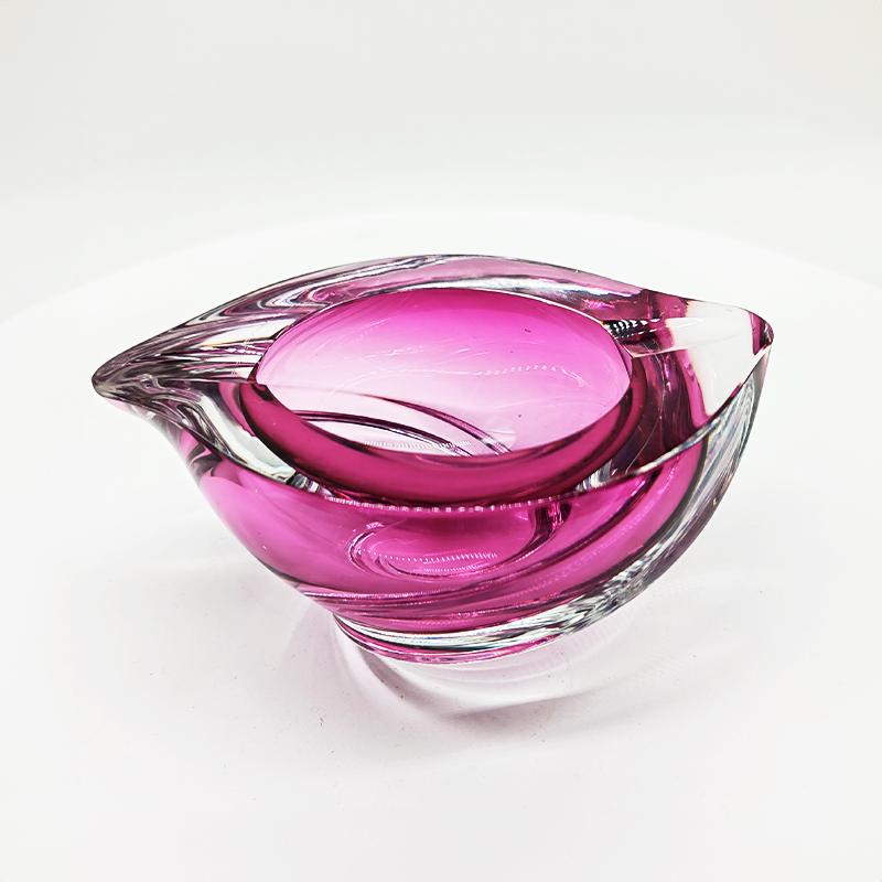 1960S Big Ashtray or Catch-all in Lead Crystal by Val Saint Lambert. Made in Belgium.
