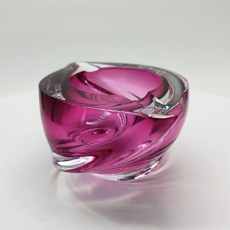 1960S Big Ashtray or Catch-all in Lead Crystal by Val Saint Lambert. Made in Belgium.