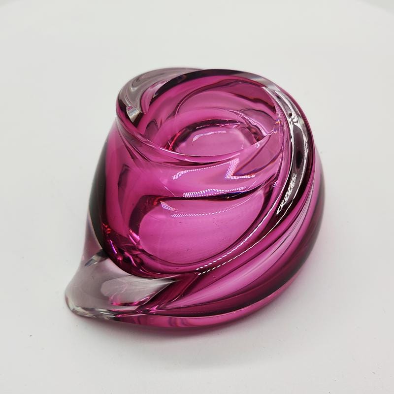 1960S Big Ashtray or Catch-all in Lead Crystal by Val Saint Lambert. Made in Belgium.