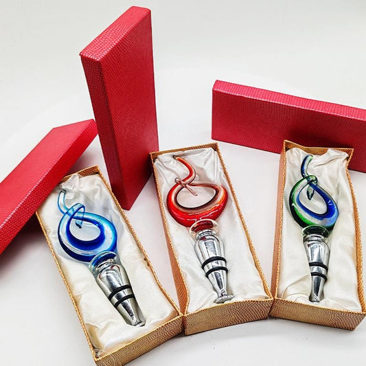 1980s Set of 3 Bottle Stoppers handcrafted by Murano Glass Masters - Murano Glass.