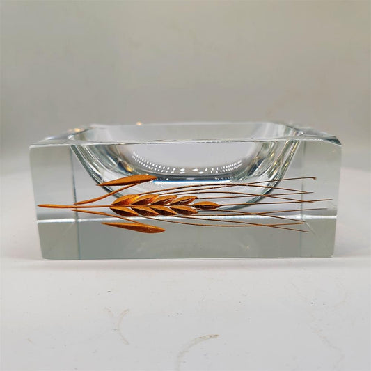 1960s  Rectangular Ashtray or Catch-all in Murano Glass by Pagnin & Bon with Handcrafting 24k Gold finishing. Made in Italy.