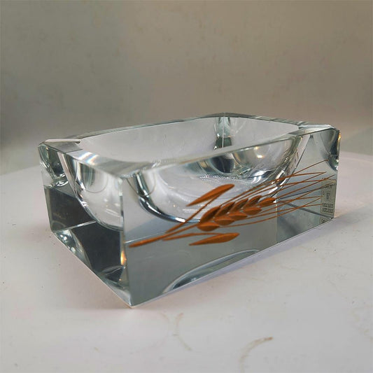 1960s Rectangular Ashtray or Catch-all in Murano Glass by Pagnin & Bon with Handcrafting 24k Gold finishing. Made in Italy.