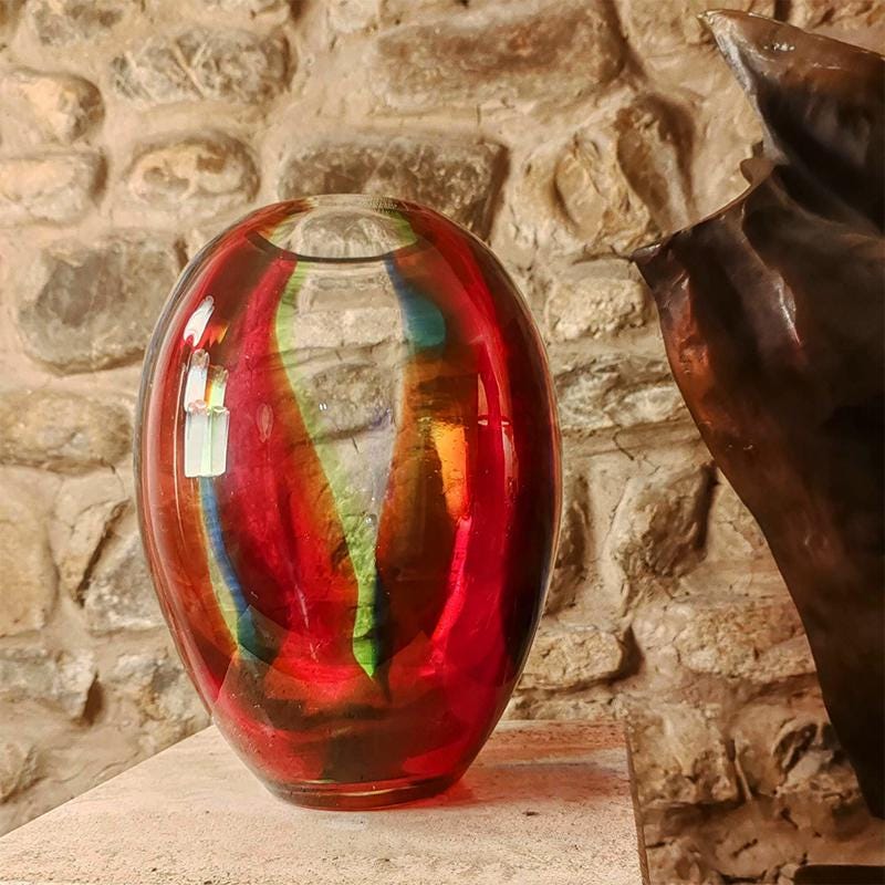 1970s Stunning Vase in Murano Glass. Made in Italy.