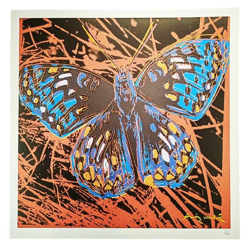 1980s Andy Warhol "Butterfly" Limited Edition Lithograph by CMOA.