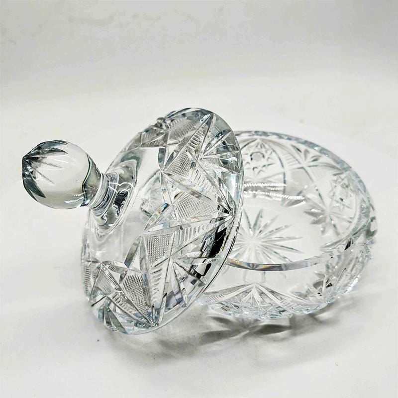 1960s  Jewelry Holder - Candy holder in Crystal. Made in Italy.