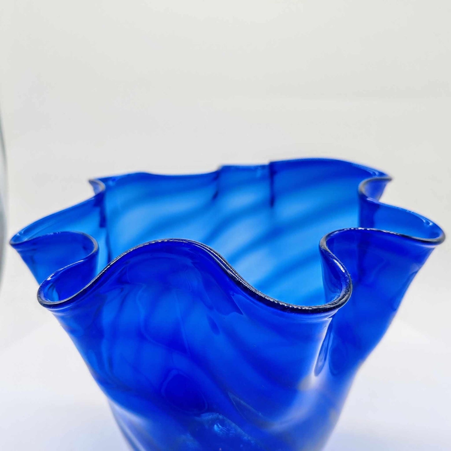 1960s Vintage Blue Jacketed Fazzoletto Vase in Murano Glass by Ca'dei Vetrai - Made in Italt