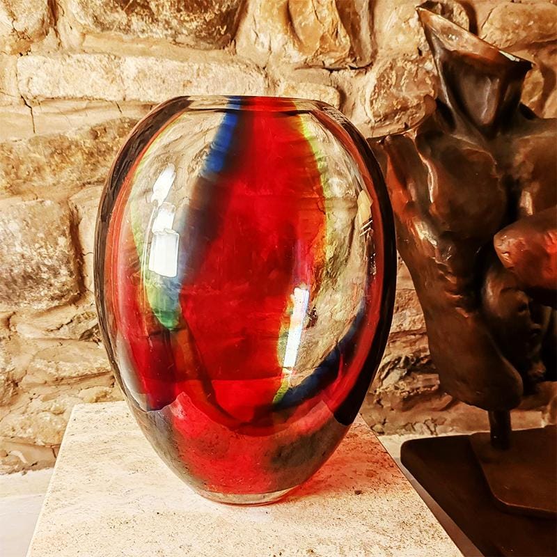 1970s Stunning Vase in Murano Glass. Made in Italy.