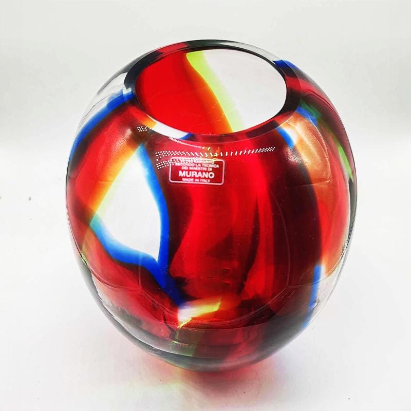 1970s Stunning Vase in Murano Glass. Made in Italy.