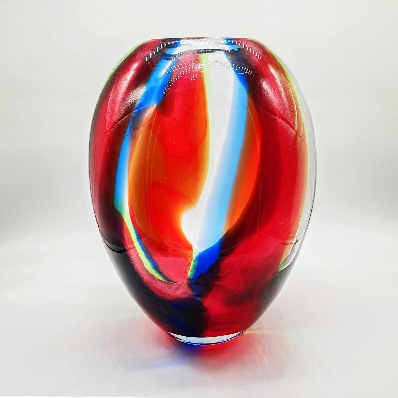 1970s Stunning Vase in Murano Glass. Made in Italy.