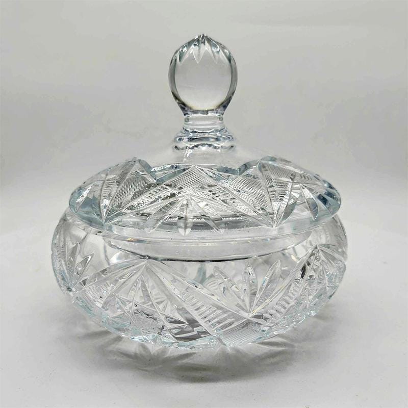 1960s  Jewelry Holder - Candy holder in Crystal. Made in Italy.