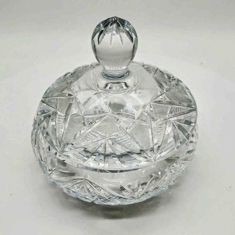 1960s  Jewelry Holder - Candy holder in Crystal. Made in Italy.