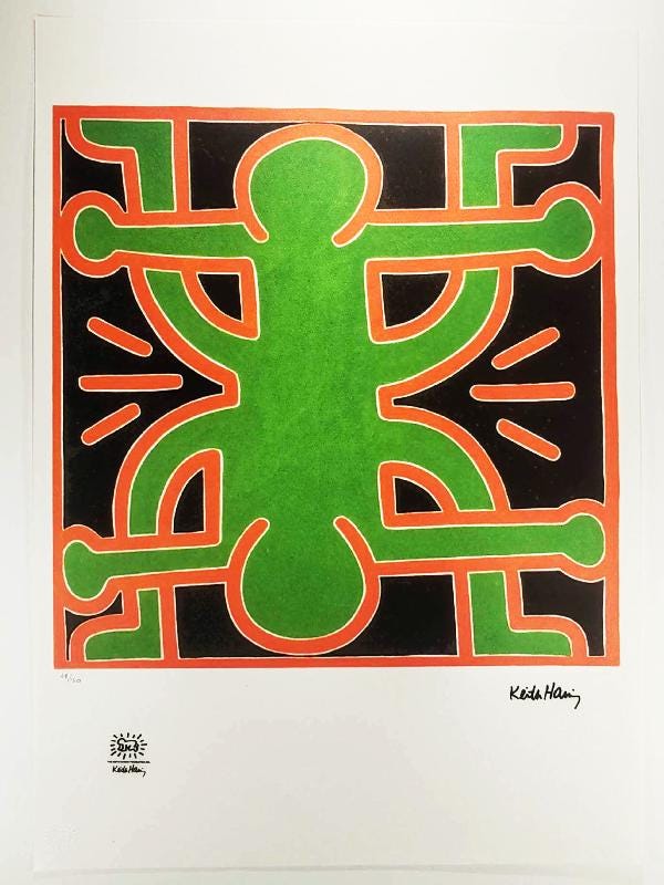 1990s Keith Haring Limited Edition Lithograph Numbered in Pencil.