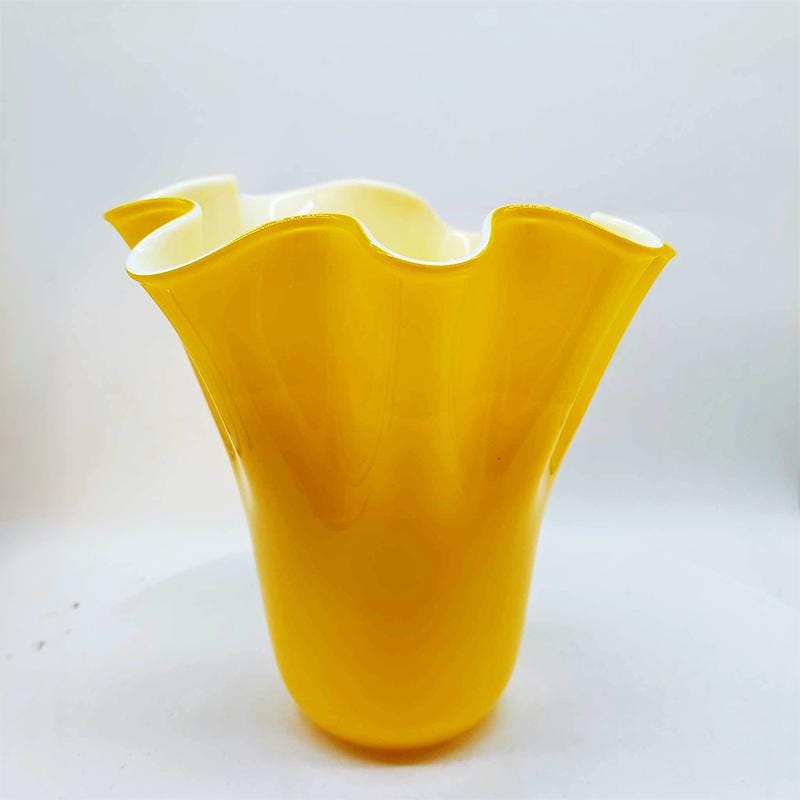 1970S Stunning Jacketed  Fazzoletto Vase in Murano Glass. Made in Italy