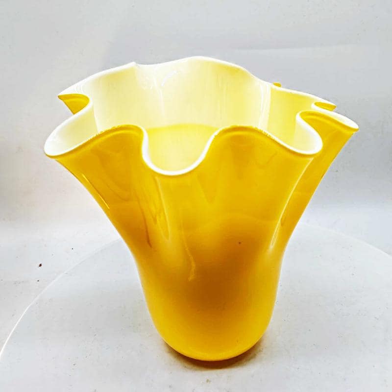 1970S Stunning Jacketed  Fazzoletto Vase in Murano Glass. Made in Italy