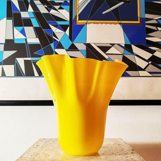 1970S Stunning Jacketed  Fazzoletto Vase in Murano Glass. Made in Italy