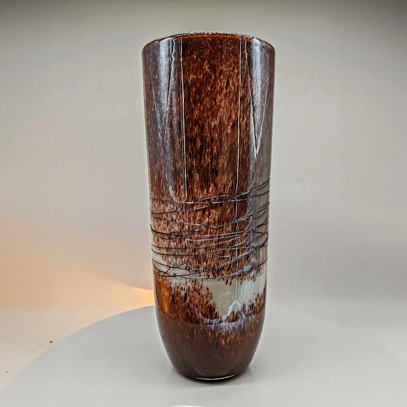 1970s Big Jacketed Vase in Murano Glass with silver finishes. Made in Italy.