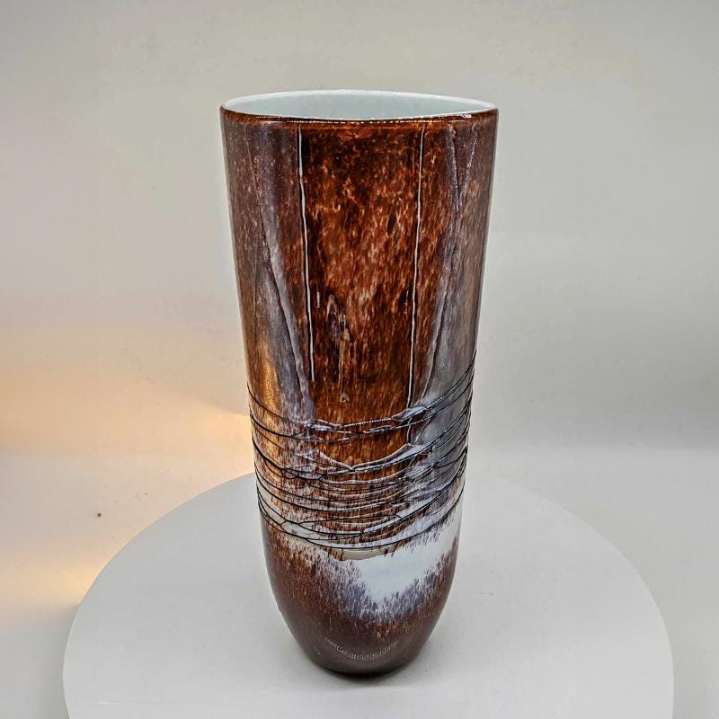 1970s Big Jacketed Vase in Murano Glass with silver finishes. Made in Italy.