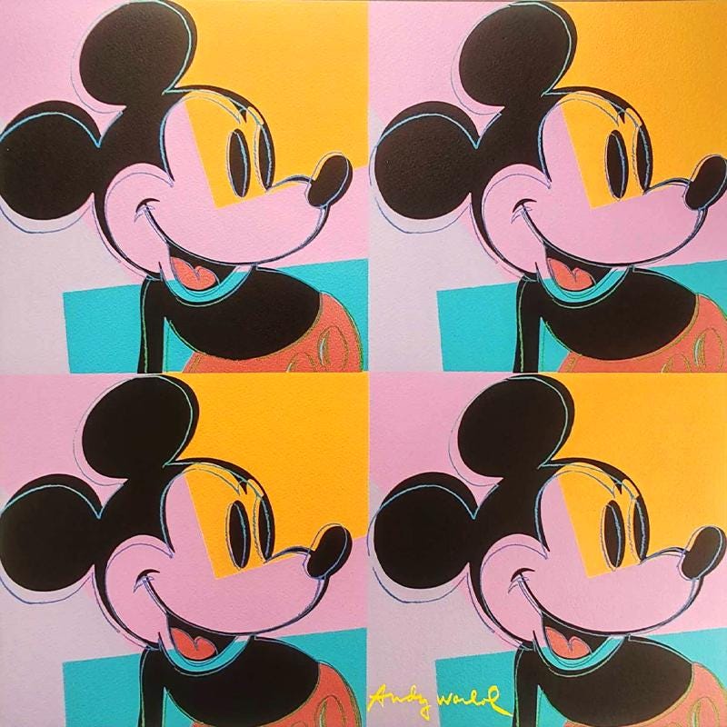 1980s Andy Warhol "Mickey Mouse" Limited Edition Lithograph by CMOA - Carnegie Museum of Art - Pittsburgh. Numbered in Pencil.
