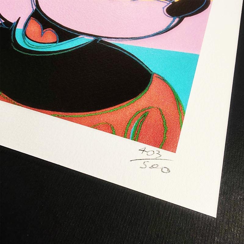 1980s Andy Warhol "Mickey Mouse" Limited Edition Lithograph by CMOA - Carnegie Museum of Art - Pittsburgh. Numbered in Pencil.