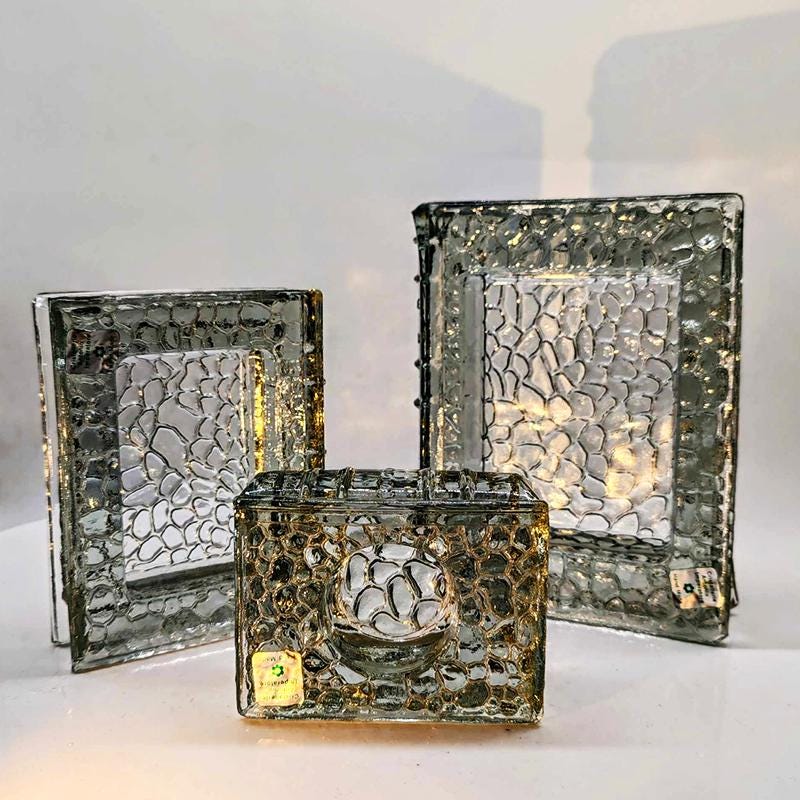 1970s very Rare Set of 3 Book shaped Ashtrays in Murano Glass  by Antonio Imperatore. Made in Italy.
