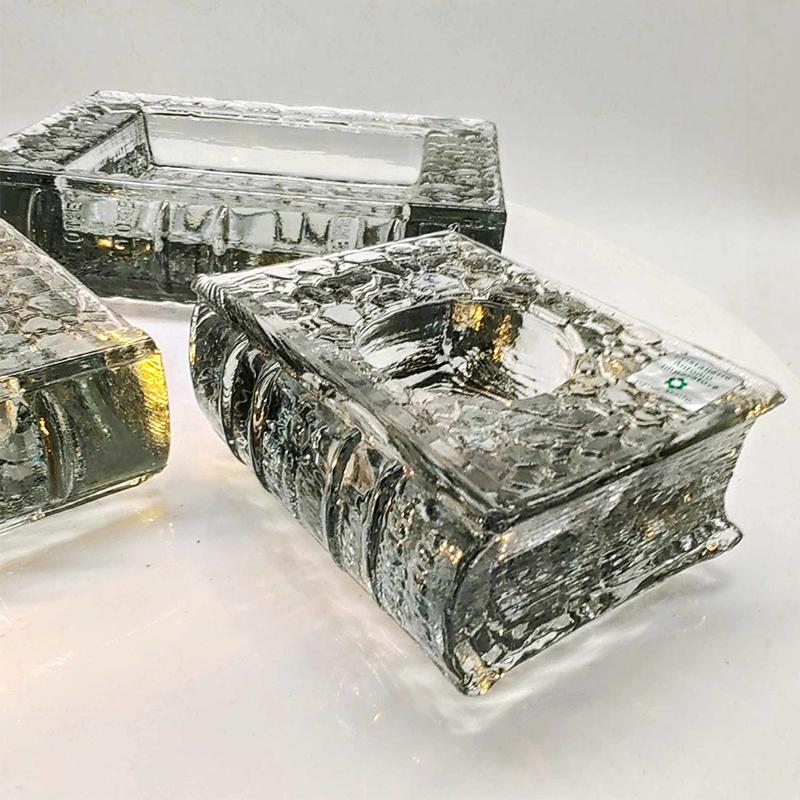1970s very Rare Set of 3 Book shaped Ashtrays in Murano Glass  by Antonio Imperatore. Made in Italy.