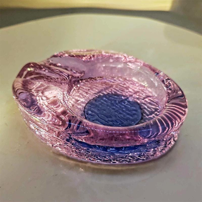 1970s Oval Ashtray or Catch-all in Murano Glass. Made in Italy.