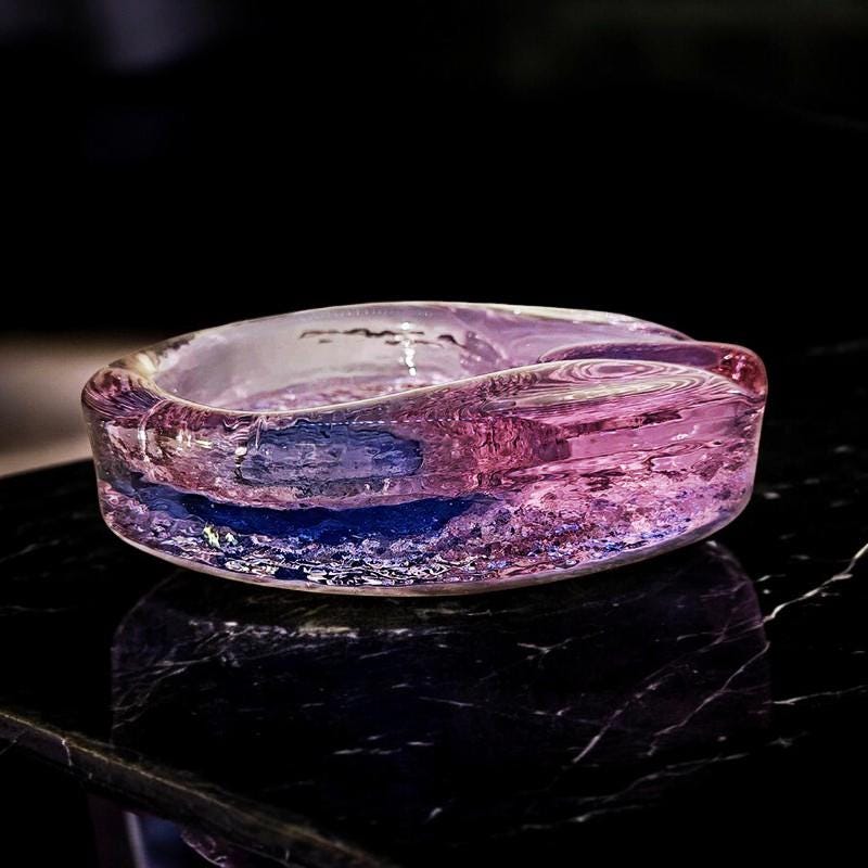 1970s Oval Ashtray or Catch-all in Murano Glass. Made in Italy.