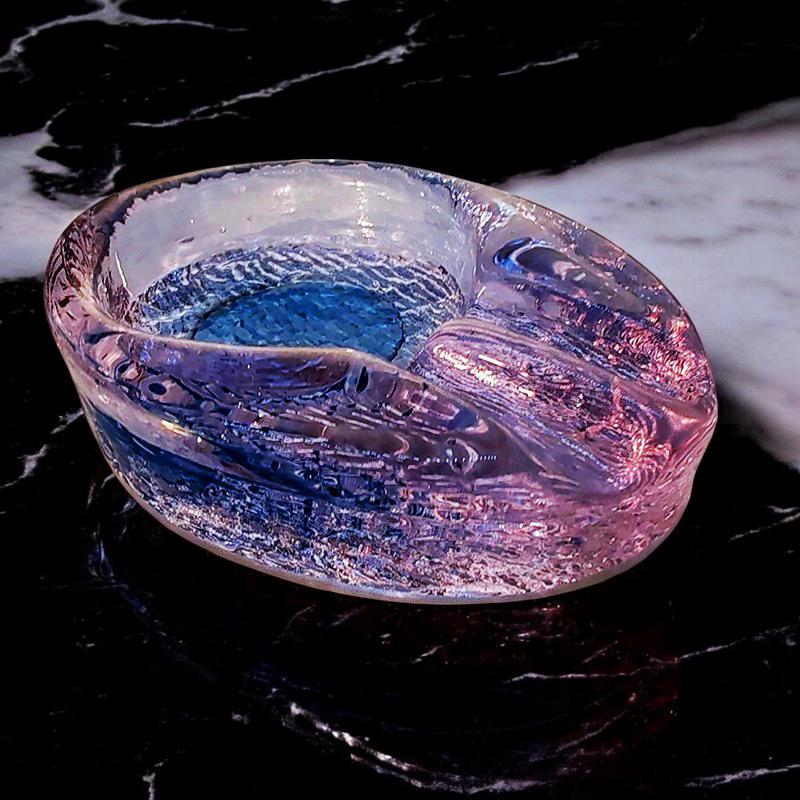 1970s Oval Ashtray or Catch-all in Murano Glass. Made in Italy.