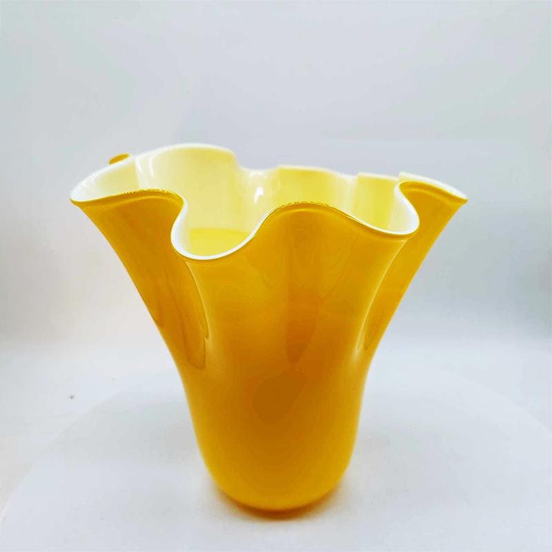 1970S Stunning Jacketed  Fazzoletto Vase in Murano Glass. Made in Italy