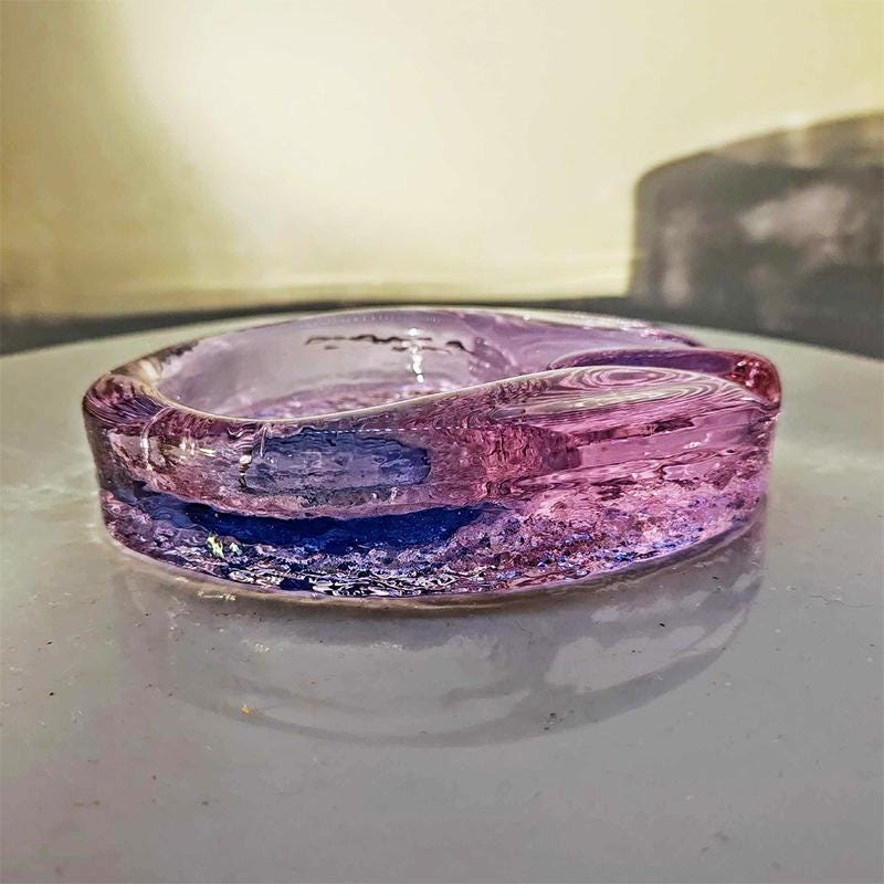 1970s Oval Ashtray or Catch-all in Murano Glass. Made in Italy.