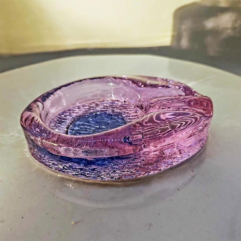1970s Oval Ashtray or Catch-all in Murano Glass. Made in Italy.