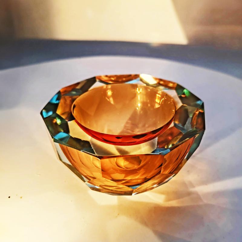 1960s Gold Geode - Ashtray in Murano Glass by Flavio Poli for Seguso. Made in Italy
