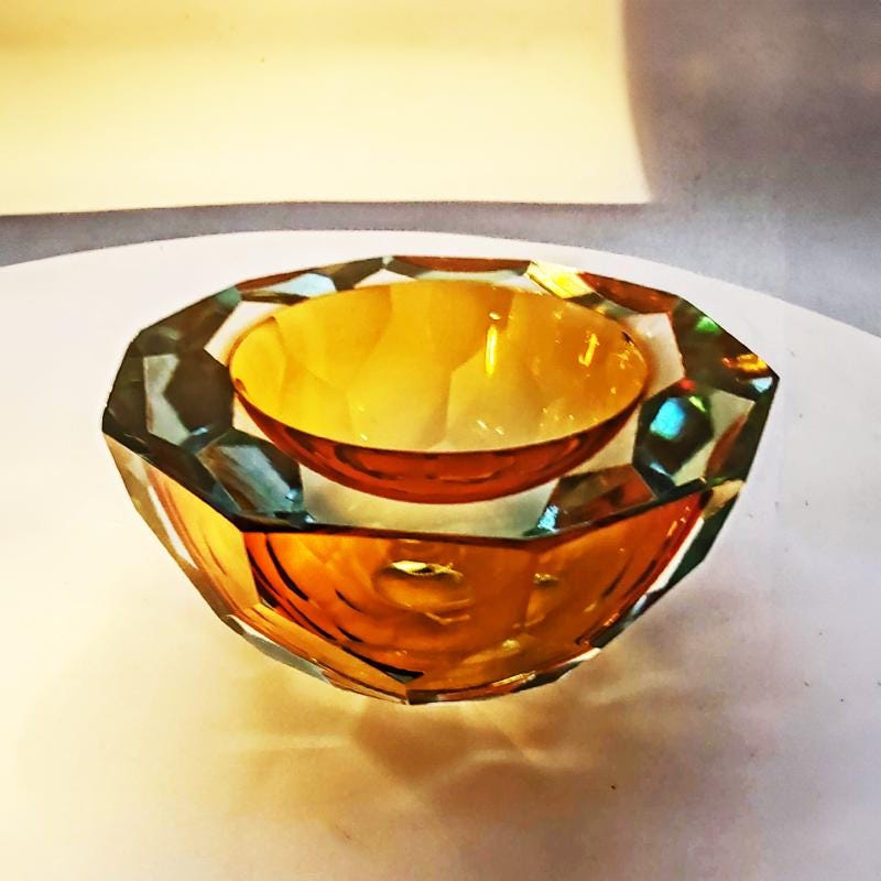 1960s Gold Geode - Ashtray in Murano Glass by Flavio Poli for Seguso. Made in Italy