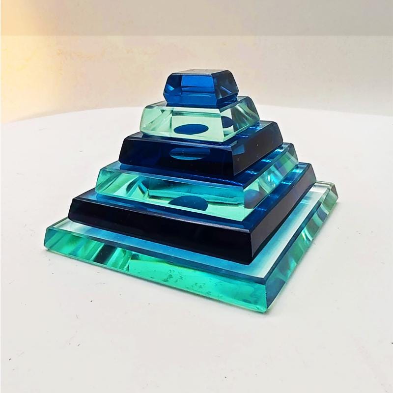 1970s  Little Crystal Pyramid  Paperweight by Fontana Arte. Made in Italy