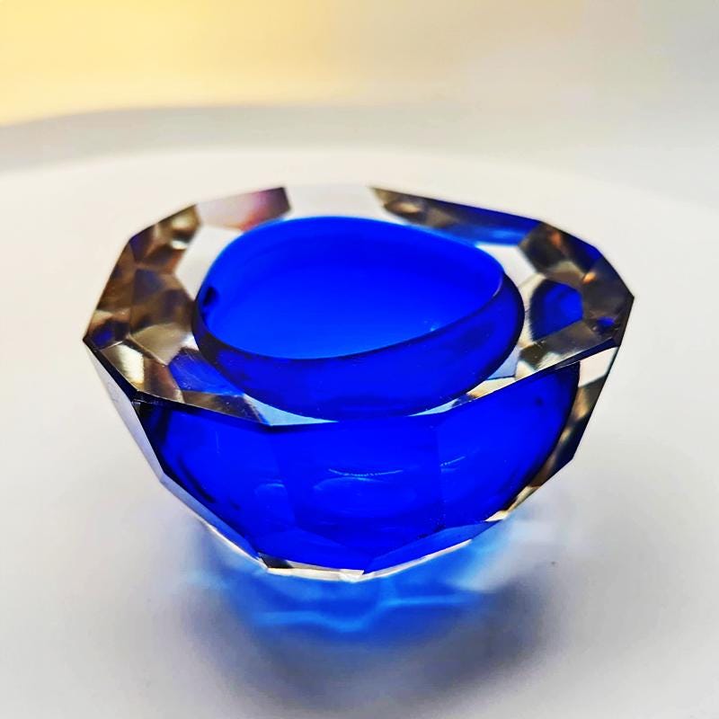 1960s Blue  Geode - Ashtray  in Murano Glass by Flavio Poli for Seguso, Made in Italy